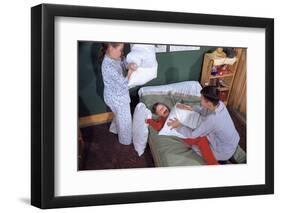 Siblings Having Pillow Fight-William P. Gottlieb-Framed Photographic Print