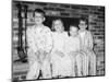 Siblings Perch on a Hearth in Pajamas, Ca. 1970-null-Mounted Photographic Print