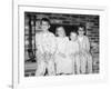 Siblings Perch on a Hearth in Pajamas, Ca. 1970-null-Framed Photographic Print