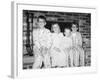 Siblings Perch on a Hearth in Pajamas, Ca. 1970-null-Framed Photographic Print