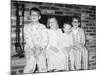 Siblings Perch on a Hearth in Pajamas, Ca. 1970-null-Mounted Photographic Print