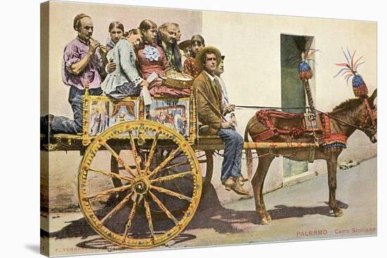 Sicilian Cart and Donkey, Palermo, Italy-null-Stretched Canvas