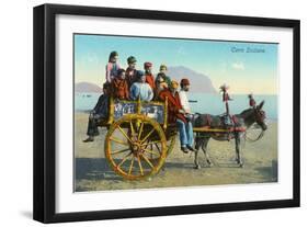 Sicilian Cart with Donkey, Italy-null-Framed Art Print