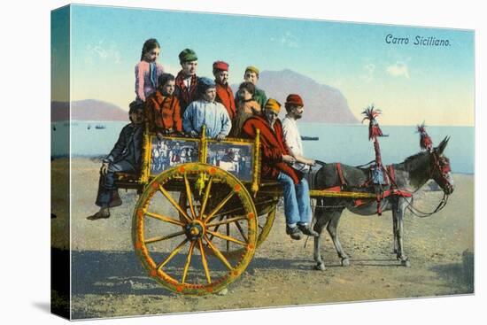 Sicilian Cart with Donkey, Italy-null-Stretched Canvas