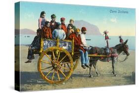 Sicilian Cart with Donkey, Italy-null-Stretched Canvas