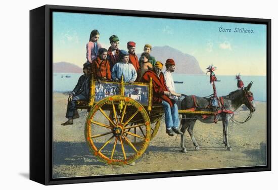 Sicilian Cart with Donkey, Italy-null-Framed Stretched Canvas