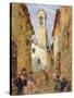 Sicilian Village with Women and Children-Luigi Sabatelli-Stretched Canvas