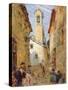 Sicilian Village with Women and Children-Luigi Sabatelli-Stretched Canvas