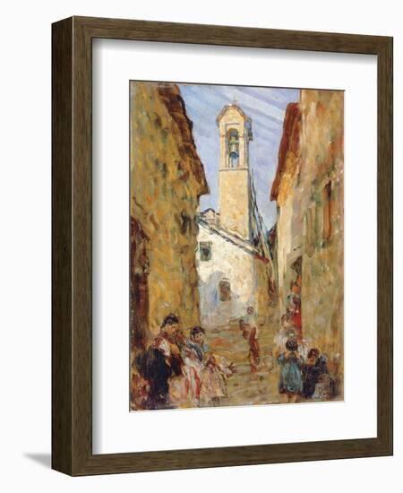 Sicilian Village with Women and Children-Luigi Sabatelli-Framed Giclee Print