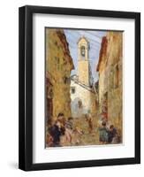 Sicilian Village with Women and Children-Luigi Sabatelli-Framed Giclee Print