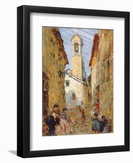 Sicilian Village with Women and Children-Luigi Sabatelli-Framed Giclee Print