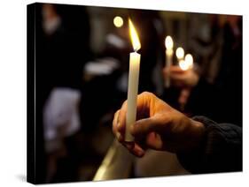 Sicily, Italy, Western Europe, a Believer, Holding a Candle During the Easter Eve Ceremony at the T-Ken Scicluna-Stretched Canvas