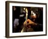 Sicily, Italy, Western Europe, a Believer, Holding a Candle During the Easter Eve Ceremony at the T-Ken Scicluna-Framed Photographic Print