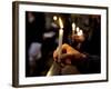 Sicily, Italy, Western Europe, a Believer, Holding a Candle During the Easter Eve Ceremony at the T-Ken Scicluna-Framed Photographic Print