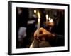 Sicily, Italy, Western Europe, a Believer, Holding a Candle During the Easter Eve Ceremony at the T-Ken Scicluna-Framed Photographic Print