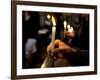 Sicily, Italy, Western Europe, a Believer, Holding a Candle During the Easter Eve Ceremony at the T-Ken Scicluna-Framed Photographic Print