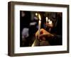 Sicily, Italy, Western Europe, a Believer, Holding a Candle During the Easter Eve Ceremony at the T-Ken Scicluna-Framed Photographic Print