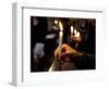 Sicily, Italy, Western Europe, a Believer, Holding a Candle During the Easter Eve Ceremony at the T-Ken Scicluna-Framed Photographic Print