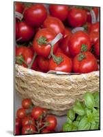 Sicily, Italy, Western Europe, Tomatoes and Basil, Staple Items in the Southern Italian Kitchen-Ken Scicluna-Mounted Photographic Print