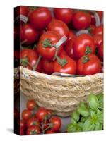 Sicily, Italy, Western Europe, Tomatoes and Basil, Staple Items in the Southern Italian Kitchen-Ken Scicluna-Stretched Canvas