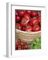 Sicily, Italy, Western Europe, Tomatoes and Basil, Staple Items in the Southern Italian Kitchen-Ken Scicluna-Framed Photographic Print