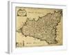 Sicily Old Map, May Be Approximately Dated To The Xviii Sec-marzolino-Framed Art Print