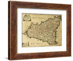 Sicily Old Map, May Be Approximately Dated To The Xviii Sec-marzolino-Framed Art Print