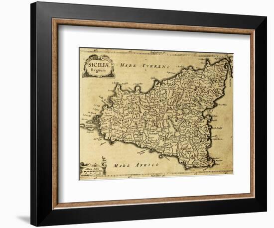 Sicily Old Map, May Be Approximately Dated To The Xviii Sec-marzolino-Framed Art Print