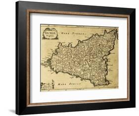 Sicily Old Map, May Be Approximately Dated To The Xviii Sec-marzolino-Framed Art Print