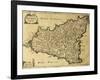 Sicily Old Map, May Be Approximately Dated To The Xviii Sec-marzolino-Framed Art Print