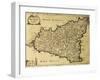 Sicily Old Map, May Be Approximately Dated To The Xviii Sec-marzolino-Framed Art Print