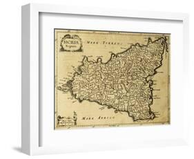 Sicily Old Map, May Be Approximately Dated To The Xviii Sec-marzolino-Framed Art Print