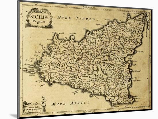 Sicily Old Map, May Be Approximately Dated To The Xviii Sec-marzolino-Mounted Art Print