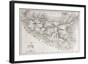 Sicily Old Map With Stromboli Isle Insert Map-marzolino-Framed Art Print