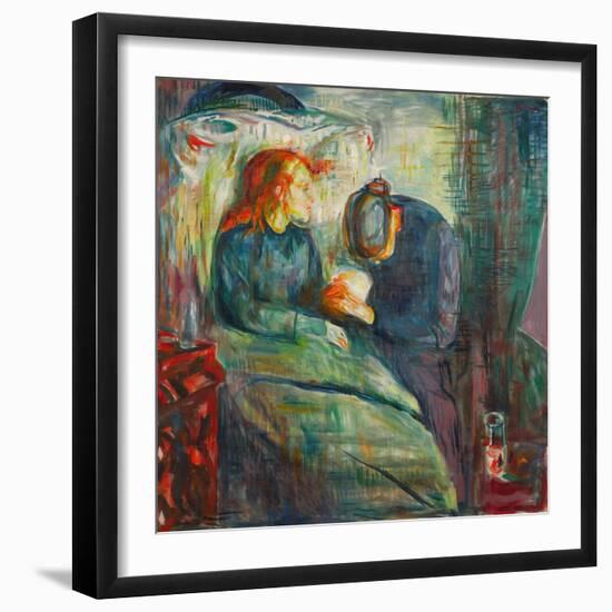 Sick Child, 1925, by Edvard Munch, 1863-1944, Norwegian Expressionist painting,-Edvard Munch-Framed Art Print