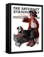 "Sick Puppy" Saturday Evening Post Cover, March 10,1923-Norman Rockwell-Framed Stretched Canvas