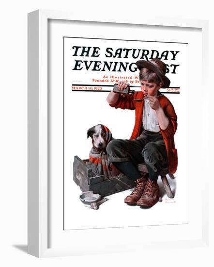 "Sick Puppy" Saturday Evening Post Cover, March 10,1923-Norman Rockwell-Framed Giclee Print