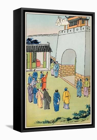 Siddhartha Gautama the Buddha, He Rather Unkindly Throws an Elephant Over the Walls of Kapilavastu-null-Framed Stretched Canvas