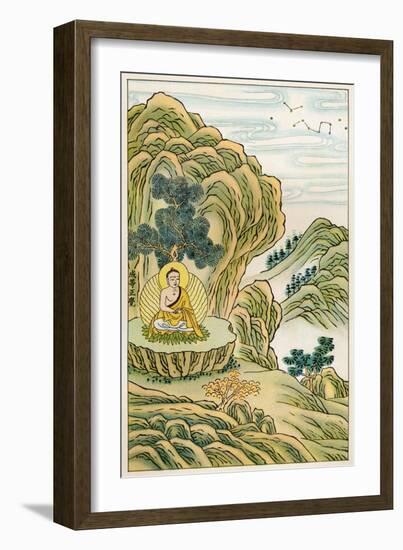 Siddhartha Gautama the Buddha, The Buddha Receives Enlightenment from His Divine Masters-null-Framed Art Print