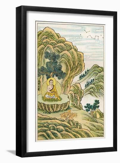 Siddhartha Gautama the Buddha, The Buddha Receives Enlightenment from His Divine Masters-null-Framed Art Print