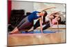 Side Plank Yoga Pose By Three Women-Antonio Diaz-Mounted Poster