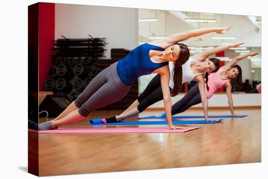 Side Plank Yoga Pose by Three Women-AntonioDiaz-Stretched Canvas