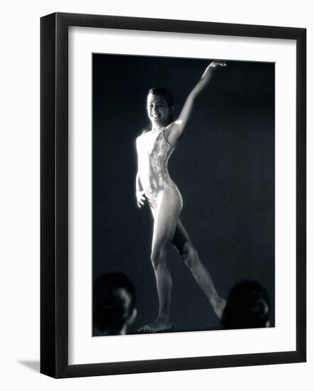 Side Profile of a Female Gymnast Posing-null-Framed Photographic Print