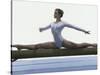 Side Profile of a Female Gymnast Stretching on a Balance Beam-null-Stretched Canvas