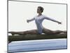 Side Profile of a Female Gymnast Stretching on a Balance Beam-null-Mounted Photographic Print