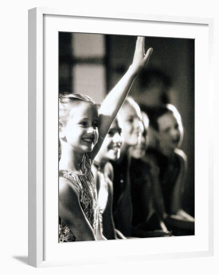 Side Profile of a Group of Female Gymnasts-null-Framed Photographic Print