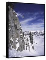 Side Profile of a Man Jumping-null-Framed Stretched Canvas