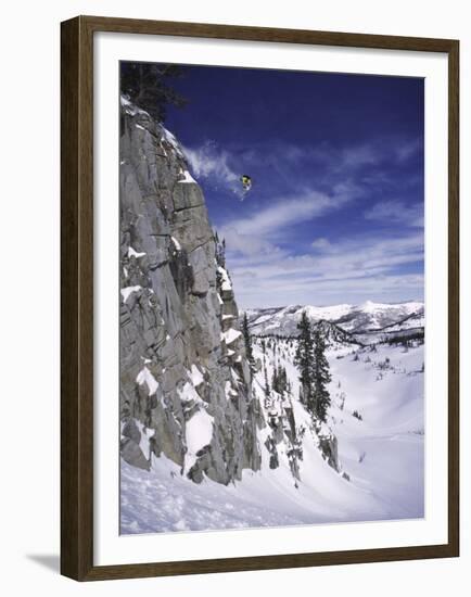 Side Profile of a Man Jumping-null-Framed Premium Photographic Print