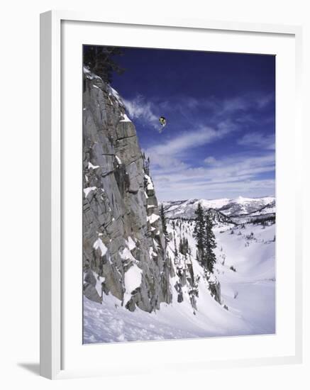 Side Profile of a Man Jumping-null-Framed Premium Photographic Print