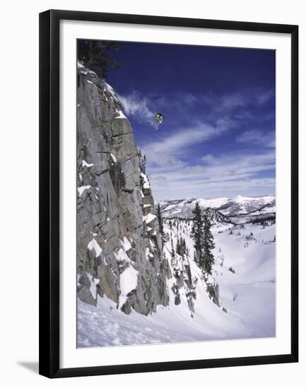 Side Profile of a Man Jumping-null-Framed Premium Photographic Print